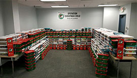 FleetNet America's Operation Christmas Child shoeboxes